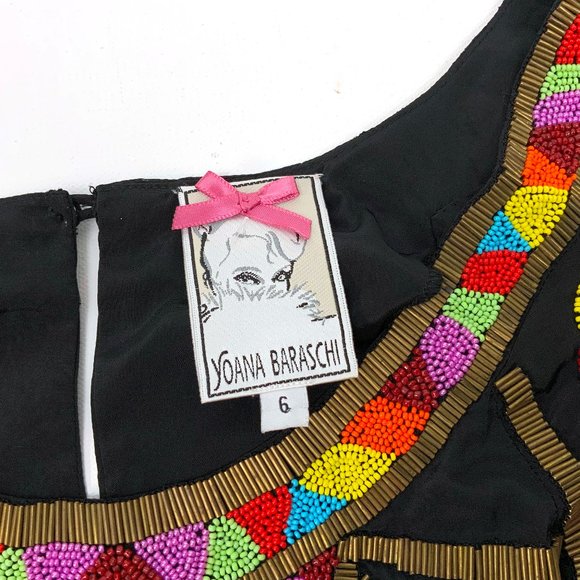 Yoana Baraschi Black Rainbow Beaded Y2K Tank Top Size 6 - Picture 6 of 16